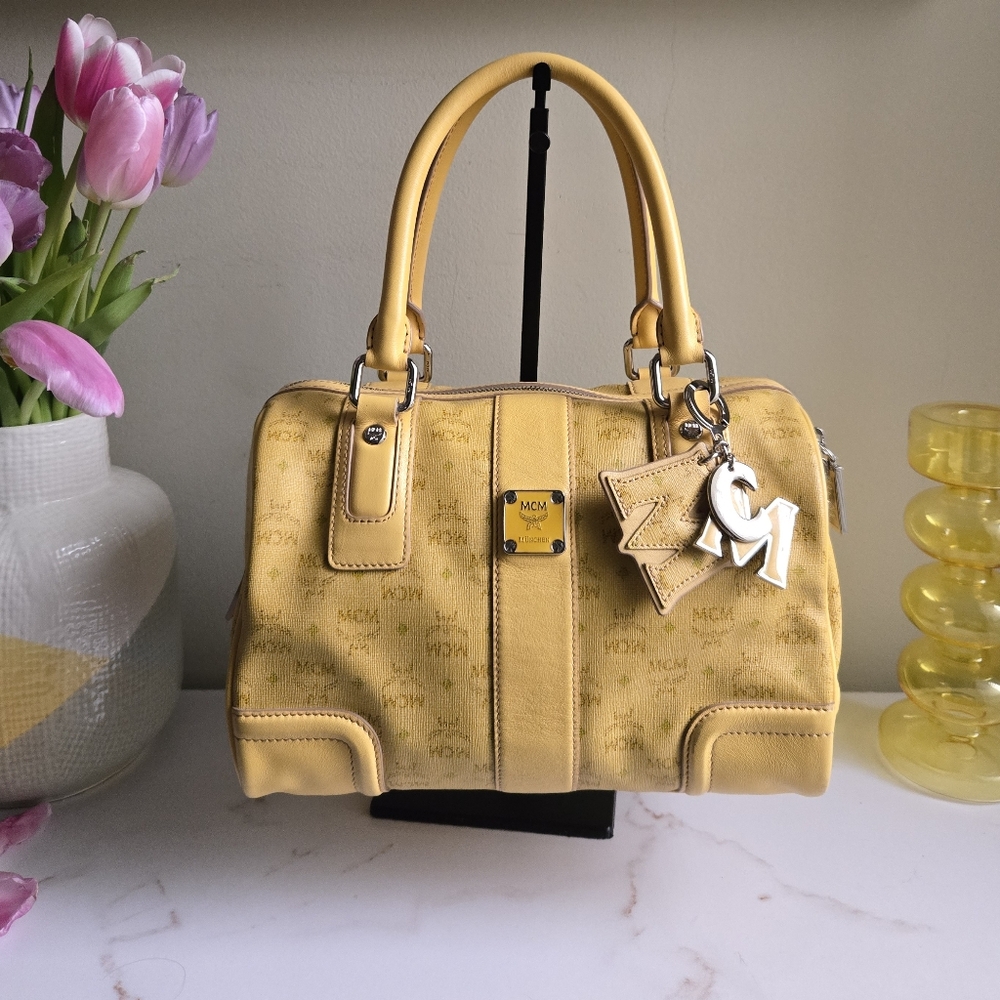 EUC MCM Visetos Limited Edition Yellow Boston Bag